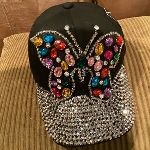 Rhinestone Baseball Cap for Women and Girls, Closure Buckle, Color Multi Color